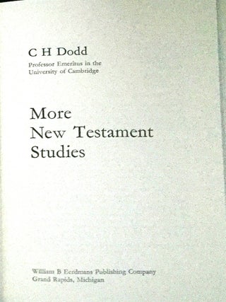 MORE NEW TESTAMENT STUDIES