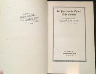 Item #1151 ST. PAUL AND THE CHURCH OF THE GENTILES. W. L. Knox