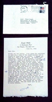 Item #155 Typed Letter Signed about CATCH-22; 1 page (once folded), 8vo, to Prof. James Nagel...
