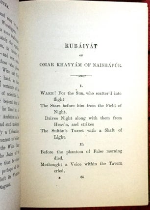 RUBAIYAT OF OMAR KHAYYAM; and the Saláman and Absál of Jámí / Rendered into English Verse by Edward Fitzgerald