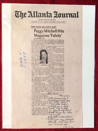 Item #2060 Autographed Letter Signed about an alleged Error in Gone With The Wind; about a...