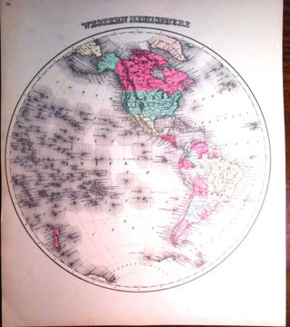 Item #209 HAND-COLORED LITHOGRAPH of the WESTERN HEMISPHERE of the Globe; [North & South...