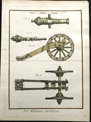 Item #215 Canon Artillery; [hand-colored engraving]. Print, DIDEROT