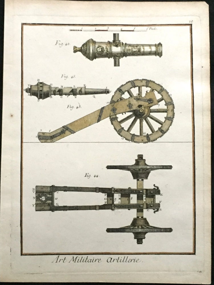 Item #215 Canon Artillery; [hand-colored engraving]. Print, DIDEROT.