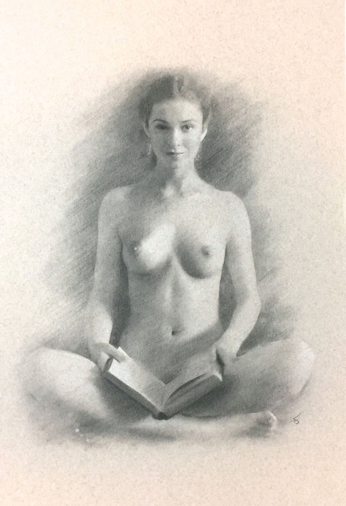 Item #2242 CLASSIC NAKED WOMAN,; HOLDING BOOK. Arthur Smith.