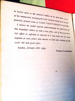 LADY CHATTERLEY'S LOVER