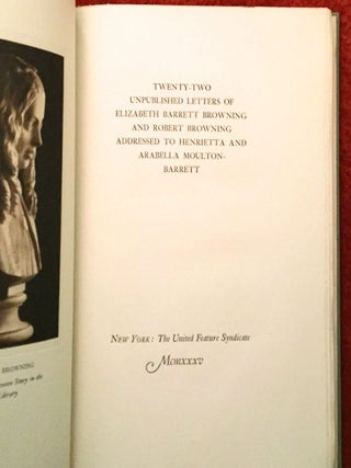 Item #270 TWENTY-TWO UNPUBLISHED LETTERS of Elizabeth Barrett Browning and Robert Browning...