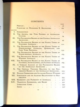 COMING INTO BEING among the AUSTRALIAN ABORIGINES; An examination of all the evidence bearing ujpon the procreative beliefs of the Australian Aborigines / With a Preface by Professor BRONISLAW MALINOWSKI
