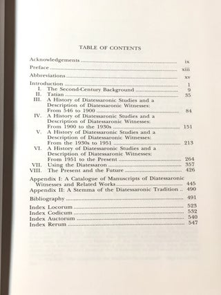 TATIAN'S DIATESSARON; Its Creation, Dissemination, Significance, & History in Scholarship
