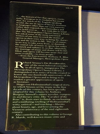 DER ROSENKAVALIER; Comedy for Music in Three Acts / Libretto by Hugo Von Hofmannsthal / Story Adaptation by ANTHONY BURGESS / Introduction by George R. Marek / General Editor Robert Sussman Stewart