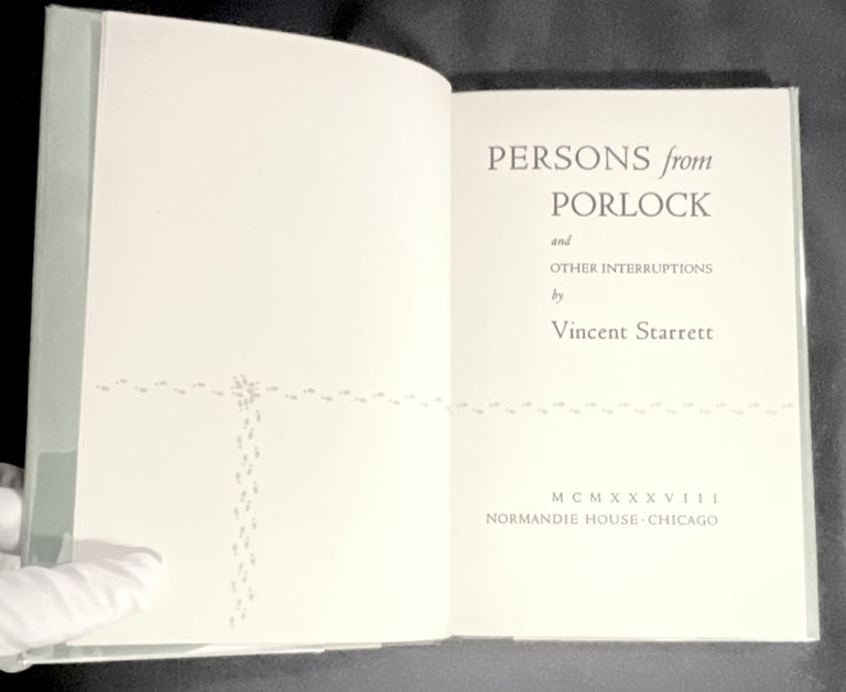 Item #3369 PERSONS FROM PORLOCK; And Other Interruptions / by Vincent Starett. Vincent Starrett.