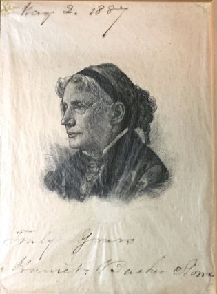 ENGRAVED PORTRAIT of HARRIET BEECHER STOWE; INSCRIBED & DATED by the AUTHOR
