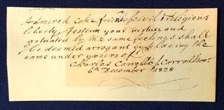 Autograph Note Signed by CHARLES CARROLL of CARROLLTON [Signer: Declaration of Independence]