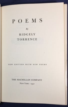 POEMS; by Riidgely Torrence / New Edition with New Poems
