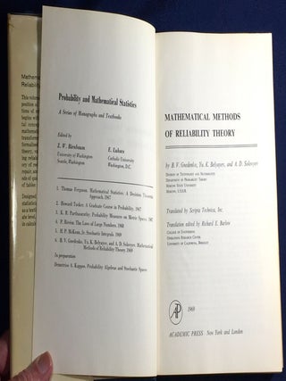 MATHEMATICAL METHODS OF RELIABILITY THEORY; Translated by Scripta Technica, Inc. / Translation edited by Richard E. Barlow