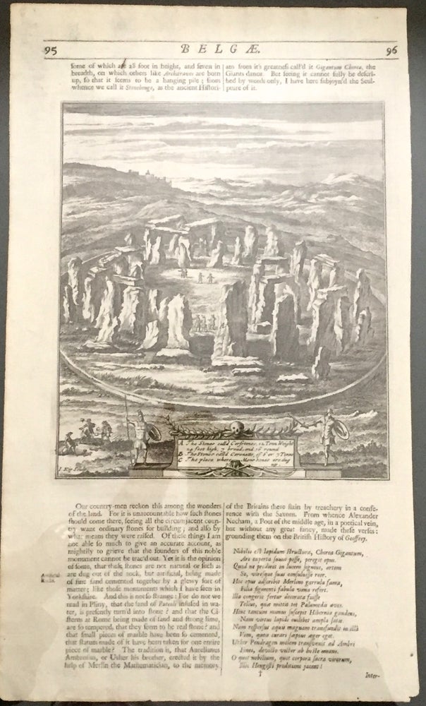 Item #516 Woodcut of Stonehenge; from Belgae. Print, William Camden.