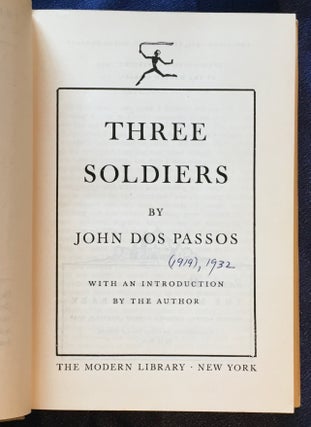 THREE SOLDIERS; By John Dos Passos / With an Introduction by the Author