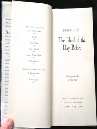 THE ISLAND OF THE DAY BEFORE; Translated from the Italian by William Weaver