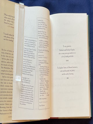 SPEAKING OF BOOKS; Edited by Rob Kaplan and Harold Rabinowitz