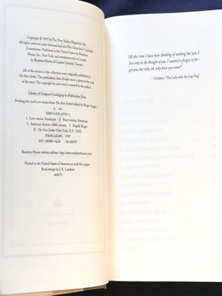 NOTHING BUT YOU; Love Stories from The New Yorker / Edited by Roger Angell