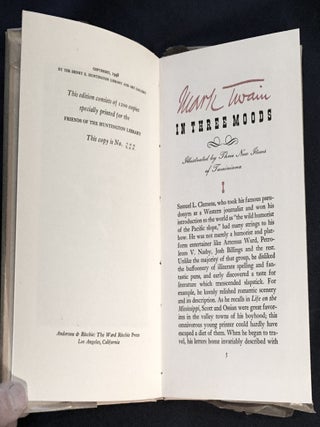 MARK TWAIN IN THREE MOODS; Three New Items of Twainiana