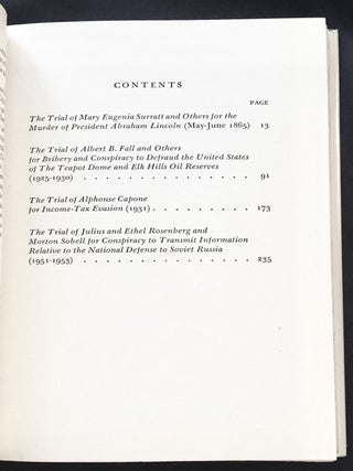 ENEMIES OF THE STATE; An Account of the Trials of The Mary Eugenia Surratt Case / The Teapot Dome Case / The Alphonse Capone Case / The Rosenberg Case / By Francis X. Busch