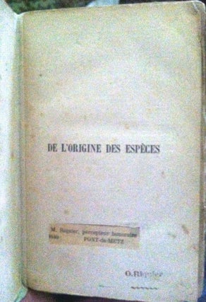 Item #71 De L'Origine Des Éspéces [ON THE ORIGIN OF SPECIES]; Par Selection Naturelle / ou /...