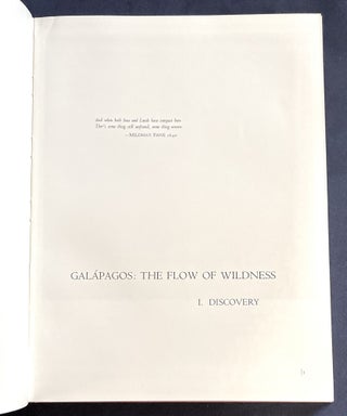 GALAPAGOS:; The Flow of Wildness / [Vol.] 1. Discovery; [Vol] 2. Prospect / Edited by Kenneth Brower. / Introductions by John P. Milton, Loren Eiseley / Foreword by David Brower. Selections by Herman Melville, Charles Darwin, J. R. Slevin, William