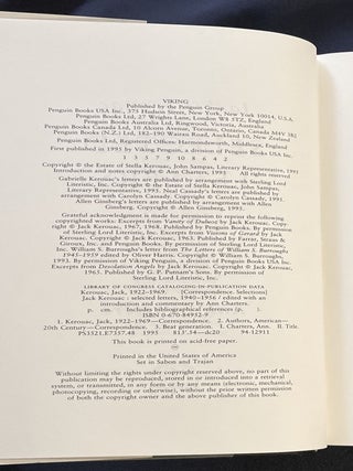 JACK KEROUAC; Selected Letters 1940--1960 / Edited with an Introduction and Commentary by Ann Charters