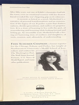 MOTHERLAND:; Beyond the Holocaust: A Daughter's Journey to Reclaim Her Past