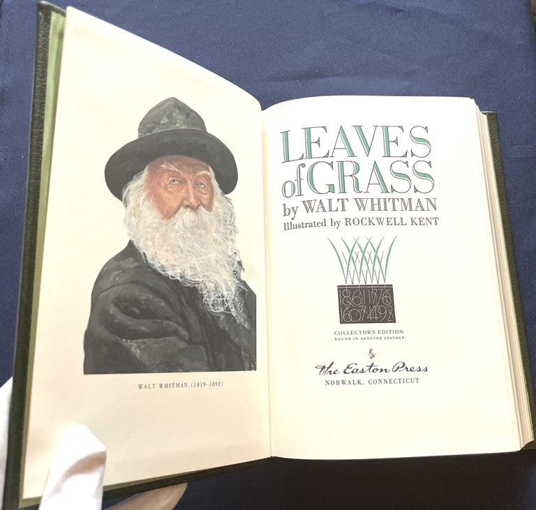 Item #7781 LEAVES OF GRASS; By Walt Whitman / Illustrated by Rockwell Kent / The 100 Greatest Books Ever Written / Collectors Edition Bound in Genuine Leather. Walt Whitman.