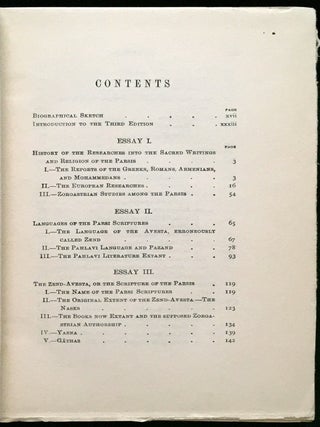 ESSAYS ON THE SACRED LANGUAGE, WRITINGS, AND RELIGION OF THE PARSIS; Edited and Enlarged by E. W. West, Ph.D. / To Which is also added A Biographical Memoir of the Late Dr. Haug by Professor E. P. Evans