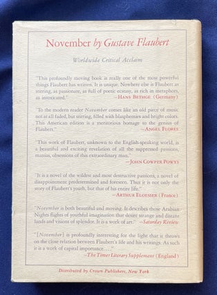NOVEMBER; A new edition of an early novel by the author of Madame Bovary. / Translated by Frank Jellinek. / Edited, and with an Introduction by Francis Steegmuller