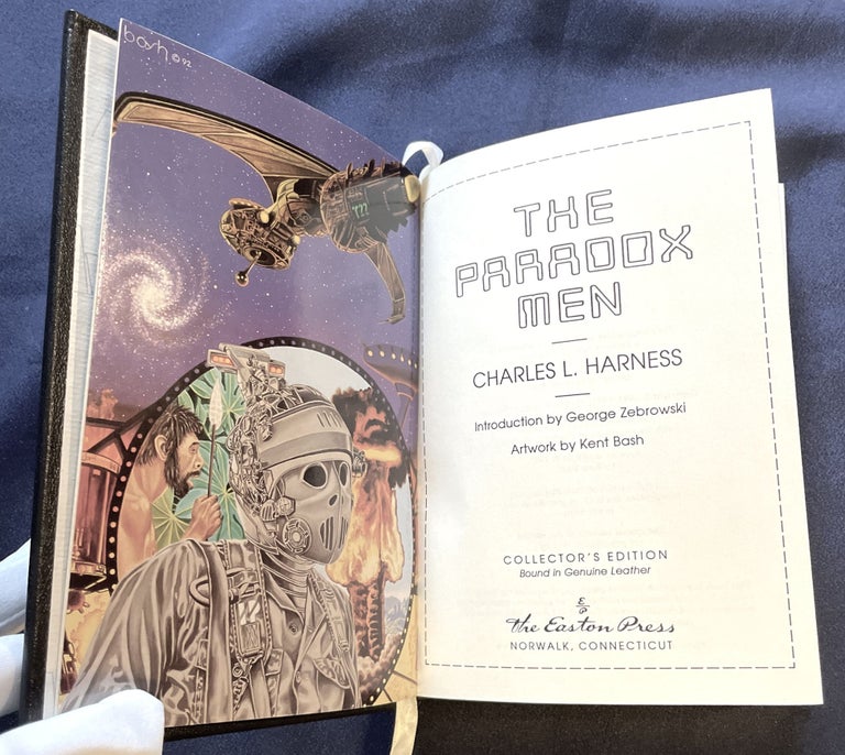 Item #9090 THE PARADOX MEN; Charles L. Harness / Introduction by George Zebrowski / Artwork by Kent Bash / Collector's Edition Bound in Genuine Leather. Charles L. Harness.