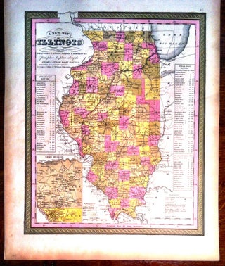 Item #96 A NEW MAP OF ILLINOIS; with its proposed Canals, Roads & Distances. Map, Augustus MITCHELL